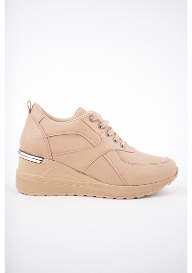 Muggo Nepal Garantili Kadın Ortopedik Yüksek Taban Günlük Bağcıklı Sneaker Spor Ayakkabı 001