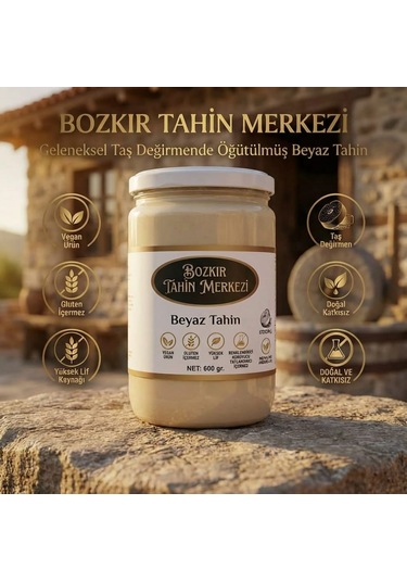 Bozkır Tahin Merkezi Beyaz Taş Değirmen Tahini 600 Gr Doğal & Vegan