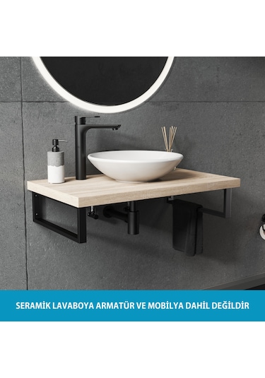 Aqua Bagno Minizia Tezgah Üstü Batarya Deliksiz Çanak Lavabo 40 CM
