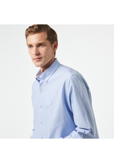 Nautıca Erkek Mavi Classıc Fıt Uzun Kollu Gömlek Düz W37310t Mavi