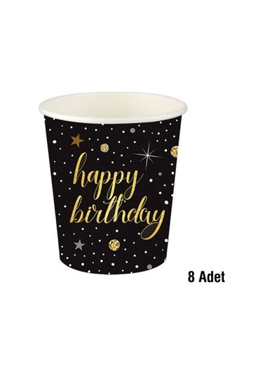 Roll-up Karton Bardak Işıltılı Doğum Günü 8 Li