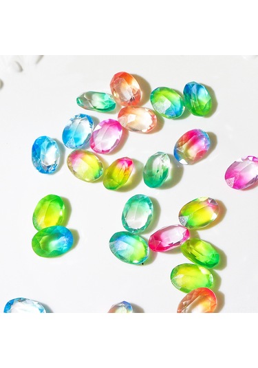 Yaozixa 100 Adet Gradient Pembe Oval Uçlu Reçine Tırnak Taşı - Dıy Buzlu Parlak Manikür Aksesuarı