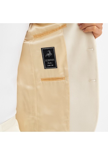 Erkek Suet Blazer Ceket Şık Düğmeli Takım Elbise Üstü Slim Fit Model Krem