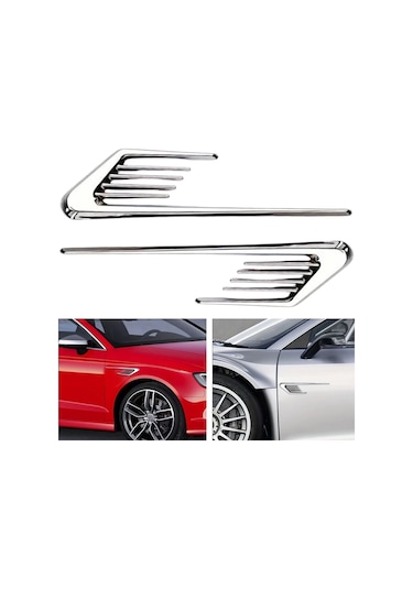 Araç Ventil Çamurluk Üstü Izgara Süsü Çamurluk Ventili 30 Cm 2 Parça Bantlı Nikelaj Yapıştırma