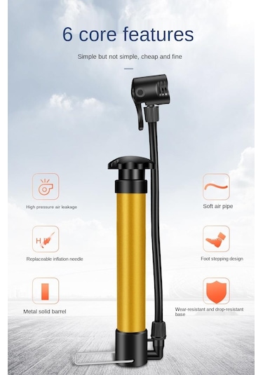 Bisiklet Pompası Top Şişirme Araba El Hava Pompa İğne Hediyeli