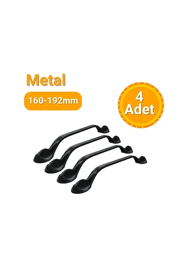 4 Adet Aras Mat Siyah Metal Mobilya Kulpu 160mm - 192mm Mat Siyah