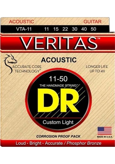Dr Vta-11 Veritas Akustik Gitar Teli Custom Light 11-50