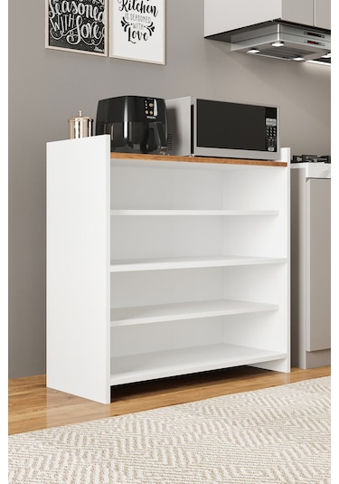 Ae-3060 Forum Beyaz/çam 4 Kapaklı, 4 Raflı, Çok Amaçlı Dolap,ayak