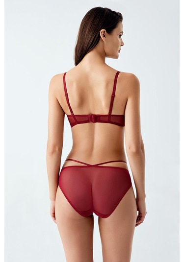 Luw 6122 Bordo Dolgulu Sütyen Külot 2Li Takım Bordo