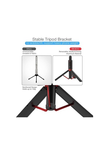 Createtech M18 Selfie Çubuğu Kırmızı Mavi - Uzaktan Kumanda Tutucu