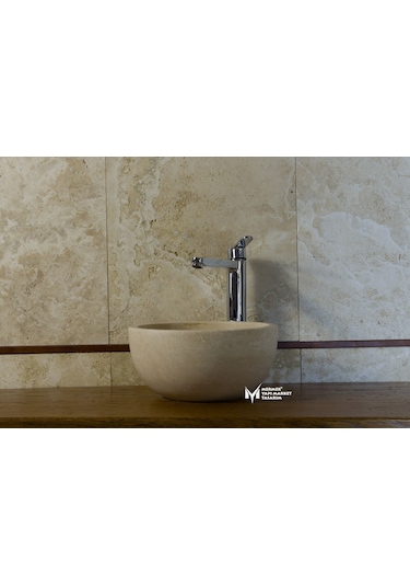 Traverten Yuvarlak Mini Lavabo