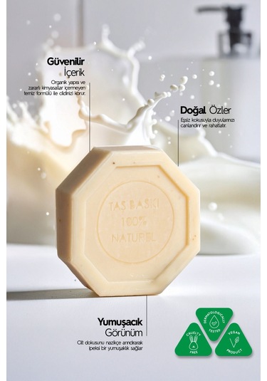 Keçi Sütü Özlü Taş Sabun 3'lü Eko Paket Peeling Etkili Ve Cilt Yatıştırıcı Bakım - 3x125 Gr