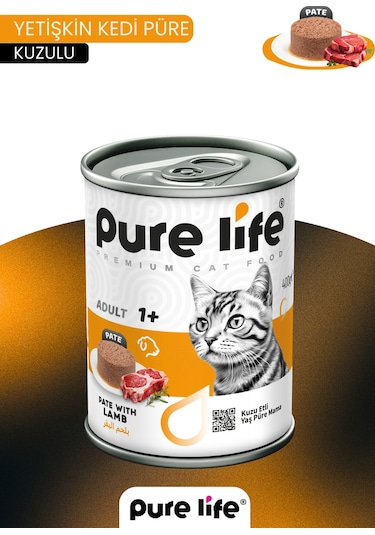 Pate Kuzu Etli Yetişkin Kedi Konserve Yaş Mama 400 Gr