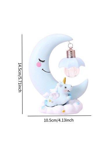 Homyl Unicorn Ay Gece Lambası Karikatür Led Yatak Odası Ev Mavi Çok Renkli
