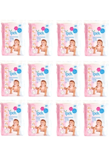 İpek Maxi Bebek Temizleme Pamuğu 60'lı 12 Paket