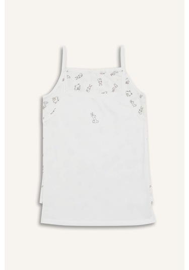 DeFacto Kız Çocuk Desenli 2'li İç Atlet E7058A825SPER105 Ekru