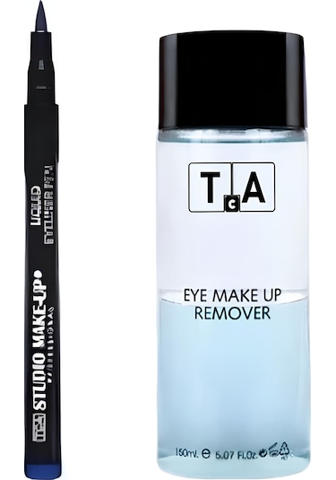 Tca Studio Make-Up Göz Makyaj Temizleyici 150 ML + Likit Eyeliner 03 Blue