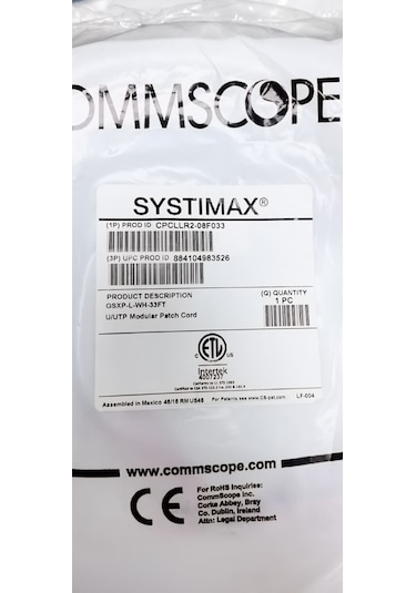 Commscope Patch Cord Utp Cat6 Kablo 10mt Cpcllr2-08f033 - Gsxp-l-wh-33ft