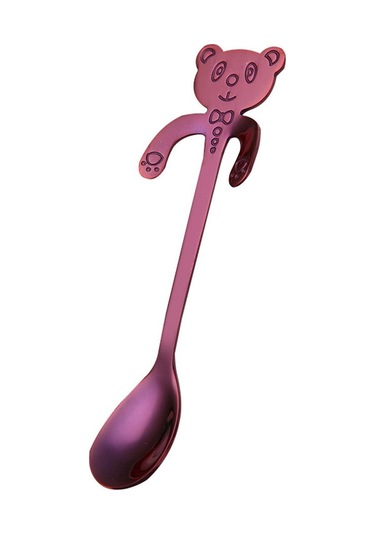 Kosona 304 Paslanmaz Çelik Kupa Asma Kase, Kafa Desenli Kawaii Kahve Kaşığı, Dondurma Kaşığı, Mor Renkli, Yiyecek Dereceli, Dayanıklı Diğer