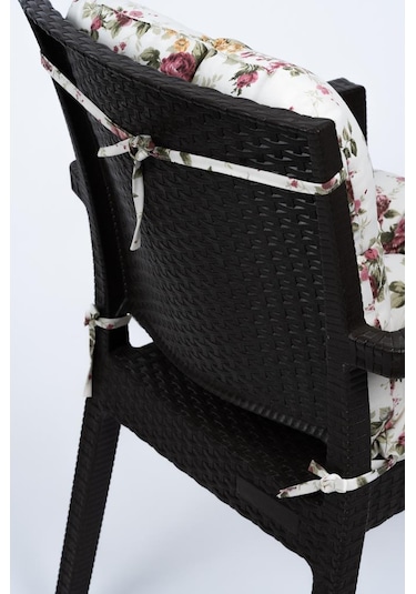 Altınpamuk Neva Pofidik Çiçekli Arkalıklı Sandalye minderi özel dikişli bağcıklı 44x94 cm