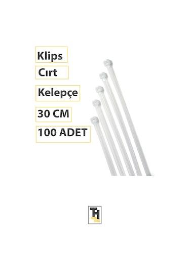 Dayanıklı Klips Cırt Kelepçe Ayarlanabilir, Çok Amaçlı, Kablo Ve Boru Sabitleme 30 Cm 100 Adet