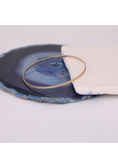 925 Ayar Altın Mikron Kaplama Ajda Desenli Ajda Bilezik - Bv00108 Gold