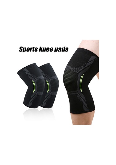 Pazly--2 Adet Spor Diz Desteği Elastik Sıkıştırma Kaymaz Fitness Koşu Bisiklet Diz Pedi Yeni L Siyah