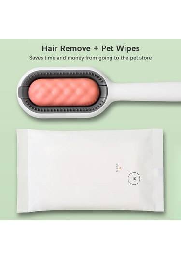 Vkemall Kedi Köpek 4'lü Fonksiyonlu Tüy Temizleme Aleti - Dökülen Tüy Alma, Masaj, Saç Temizleme, Güzellik Bakıcısı - Pembe Kısa Dişli Ve 10 Lü Islak Mendil Seti