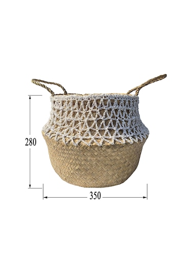 Koçtaş Dantel Detaylı Hasır Sepet 35 x 35 x 28 CM Bej