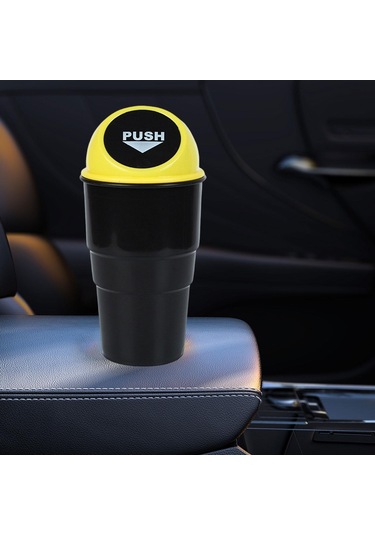 Homyl Genel Araba Bardak Tutucu Kapaklı Çöp Sarı-kapak Sarı Kapak