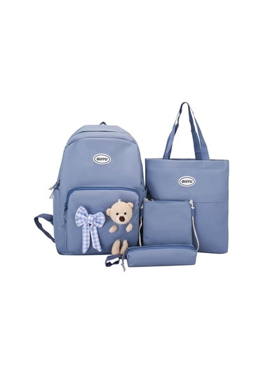 Goldenqian Ilmek Öğrenci Okul Çantası Ayı Kız Sırt Çantası Kc5np8 Açık Mavi