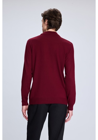 Bordo Regular Fit Yarım Balıkçı Yaka Yünlü Triko Kazak 34221024a003 018 1964026 Bordo