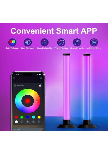 Xuweiwei Rgbıc Işık Barı 2 Adet 1 Takım Akıllı Led Işık Barı 8 Sahne Modu 16 Milyon Renk Usb Tv Arka Aydınlatma