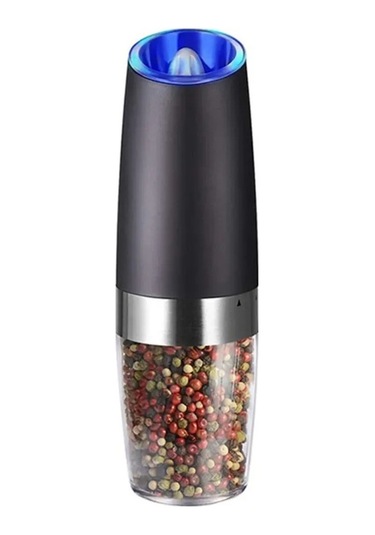 Novahub Pratik Otomatik Baharat Değirmeni - Eğimle Çalışan, Ayarlanabilir Öğütme, Büyük Kapasiteli Siyah Siyah