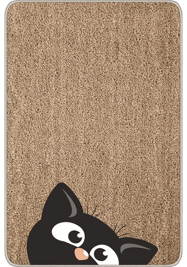 Bej Kedi Desenli Kapı Önü Paspası Kp07