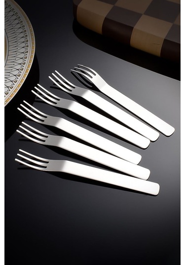 304 Çelik 12 Adet Silver Renk Tatlı Ve Meyve Çatalı Mt159by-12 Gümüş