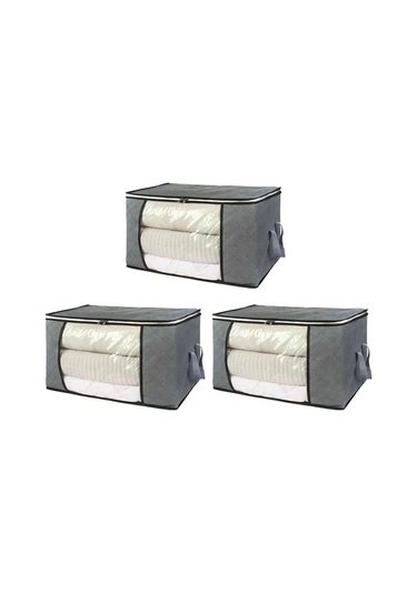 Wezone 3 Adet Gri Yüksek Kapasiteli Giyim Depolama Çantası - Camlı Pencere, İki Yönlü Reçme, Dayanıklı Kumaş, Taşıma Kolleri Diğer