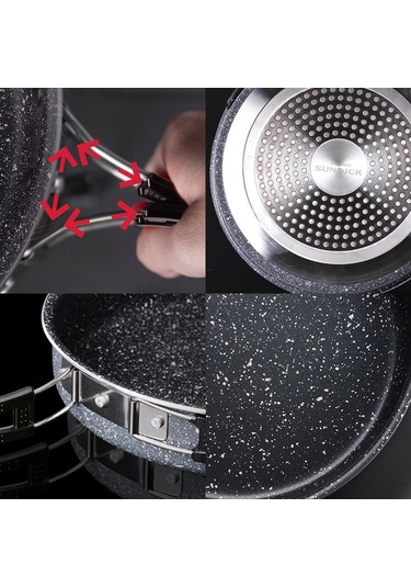 Mufunye Alüminyum Macun Taşı Katlanabilir Dışarıda Kullanıma Uygun Büyük Boy Omlet Tava Çok Renkli