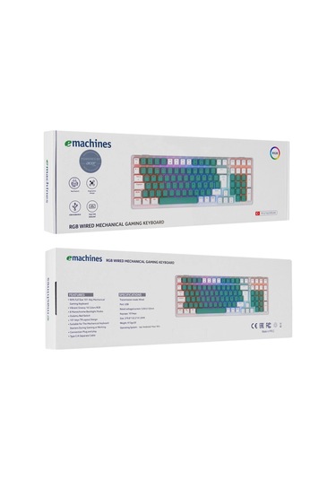 Acer Emachines, Eak100, Yeşil/beyaz, Usb Kablolu, Rgb Backlight, Red Switch, Mekanik, Türkçe Q, 100