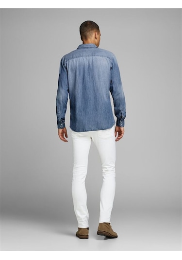 Jack&jones Jjesheridan L/s Noos Erkek Gömlek-12138115-medium Blue Denim Mavi