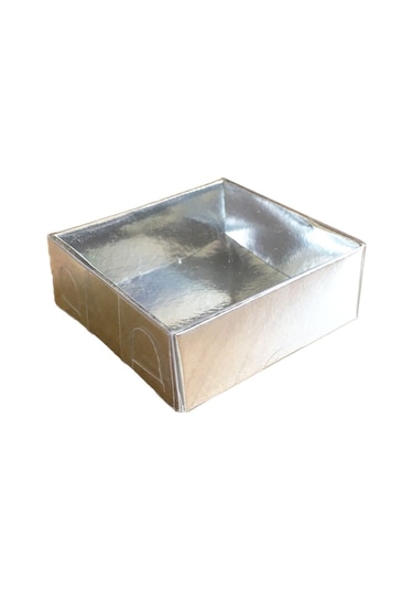 Tahtakaletoptanci Asetat Kapaklı Karton Kutu 6X6X2.5 Cm (50 Adet) Gümüş