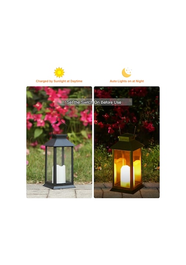Tomshine Led'ler Ile Tomshine Güneş Enerjili Fener Işıkları Siyah