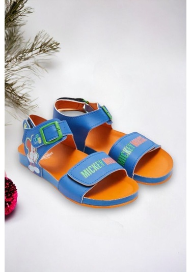 Mickey Mouse Baskılı Mavi Çocuk Sandalet 001