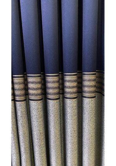 Takım Fon Perde Lacivert-gri 2 Kanat Fon+aksesuar Lacivert