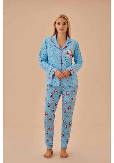 Suwen Lulusu Maskülen Pijama Takımı Sh25218660b956 Mavi