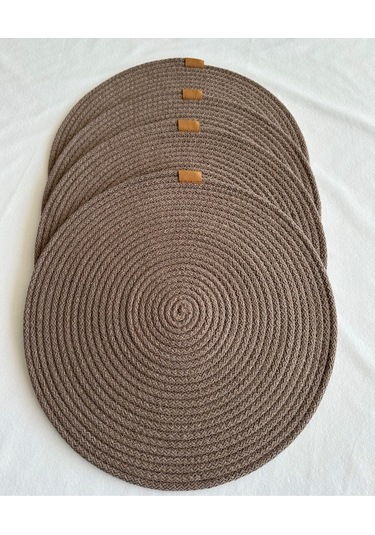 Yuvarlak Amerikan Servis Sofra Altlığı, Masa Dekoru Supla 33x33 4lü Sepya