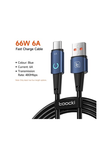 Toocki Usb Yıldırım Kablosu İphone Uyumlu 14 13 12 11 Pro Max 8 7 Artı Led Şarj Blue Usb C 6a 2m Diğer