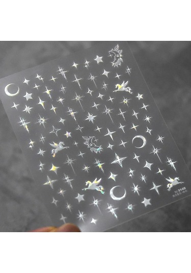 Yıldız Ay Aşk Kalp Kolye Kavisli Çizgi Ark Sıcak Damgalama Retro 5d Nail Art Etiketler Dekorasyon Yapışkanlı Manikür Çıkartmaları Dıy Amy Green