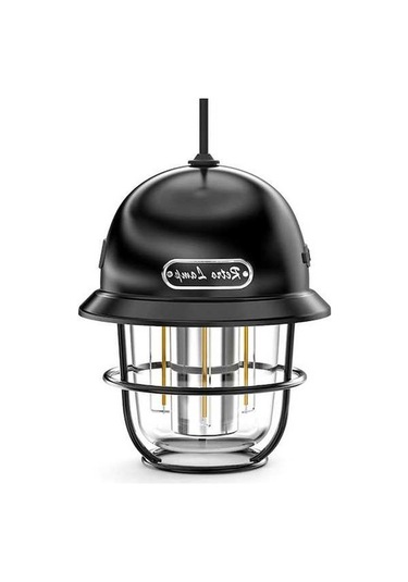 Dancemonkey Vintage Şarj Edilebilir Kamp Feneri - Su Geçirmez, 3 Renk, 40 Saat Çalışma Süresi Siyah Siyah