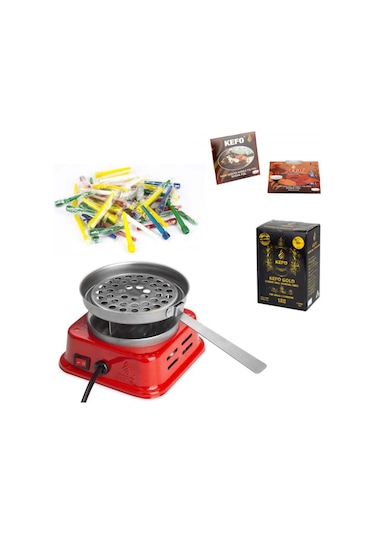 Kefo Mini Kare Elektrikli Ocak+Kefo Gold Kömür+Sipsi+Folyo (405449486)